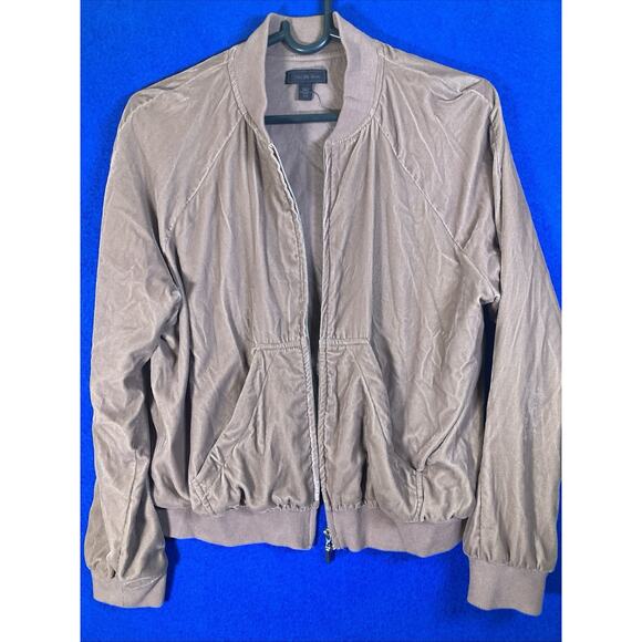Saks Fifth Avenue Jackets & Blazers - Saks Fifth Avenue Velour Bomber Jacket Womens Medium Brown Super Soft Zip Up